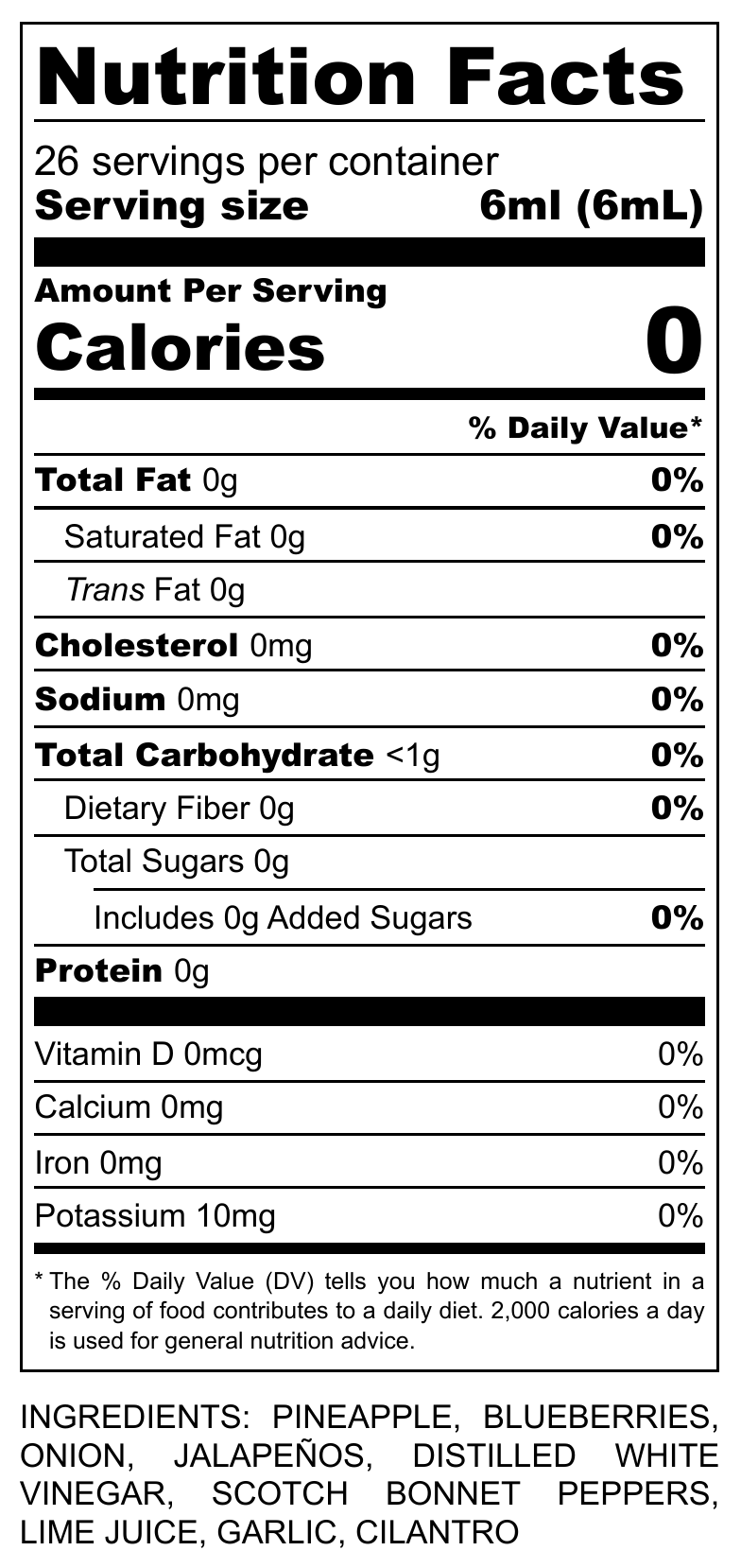 VIOLET hot sauce Nutrition Facts and ingredients
