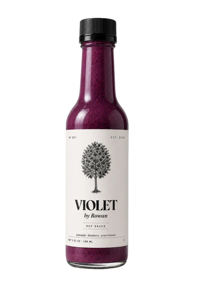 VIOLET by Rowan hot sauce bottle